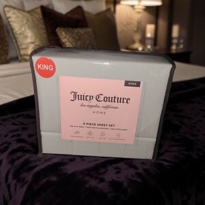 Juicy Couture Light Gray King 6-Piece Sheet Set